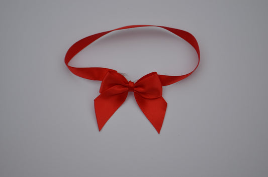 Mini Satin Bow with Elastic - Available in Red and Blue