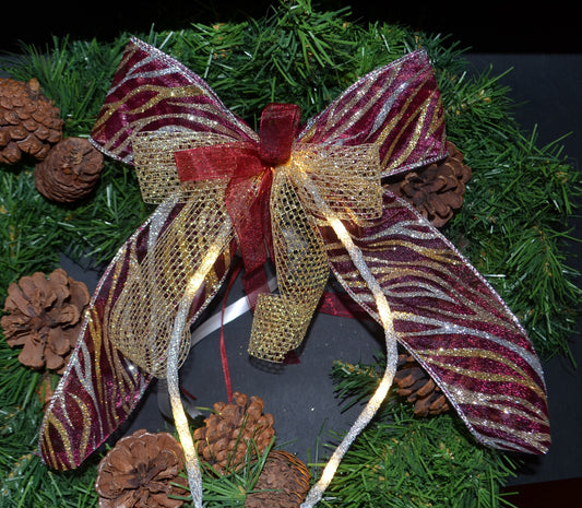 LED Christmas Bow - Large ready-made Glitter Bow